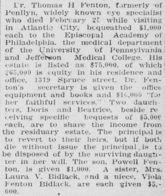Clipping from Ambler Gazette (March 14, 1929): Page 8