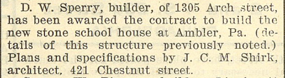 Clipping from the Philadelphia Builders' Guide (1902): Page 597