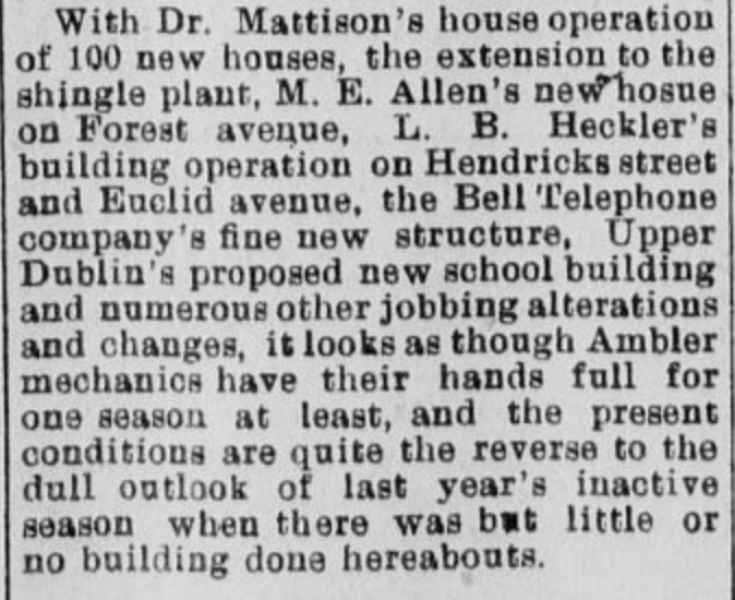 Clipping from Ambler Gazette (June 14, 1906): Page 6