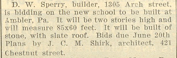 Clipping from the Philadelphia Builders' Guide (1902): Page 393
