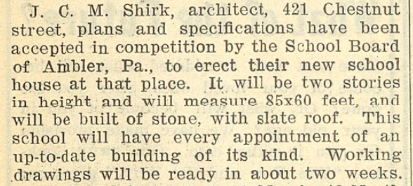 Clipping from the Philadelphia Builders' Guide (1902): Page 309