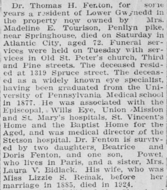 Clipping from Ambler Gazette (February 28, 1929): Page 8