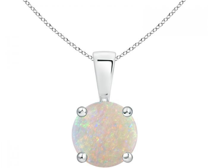 round opal white gold necklace