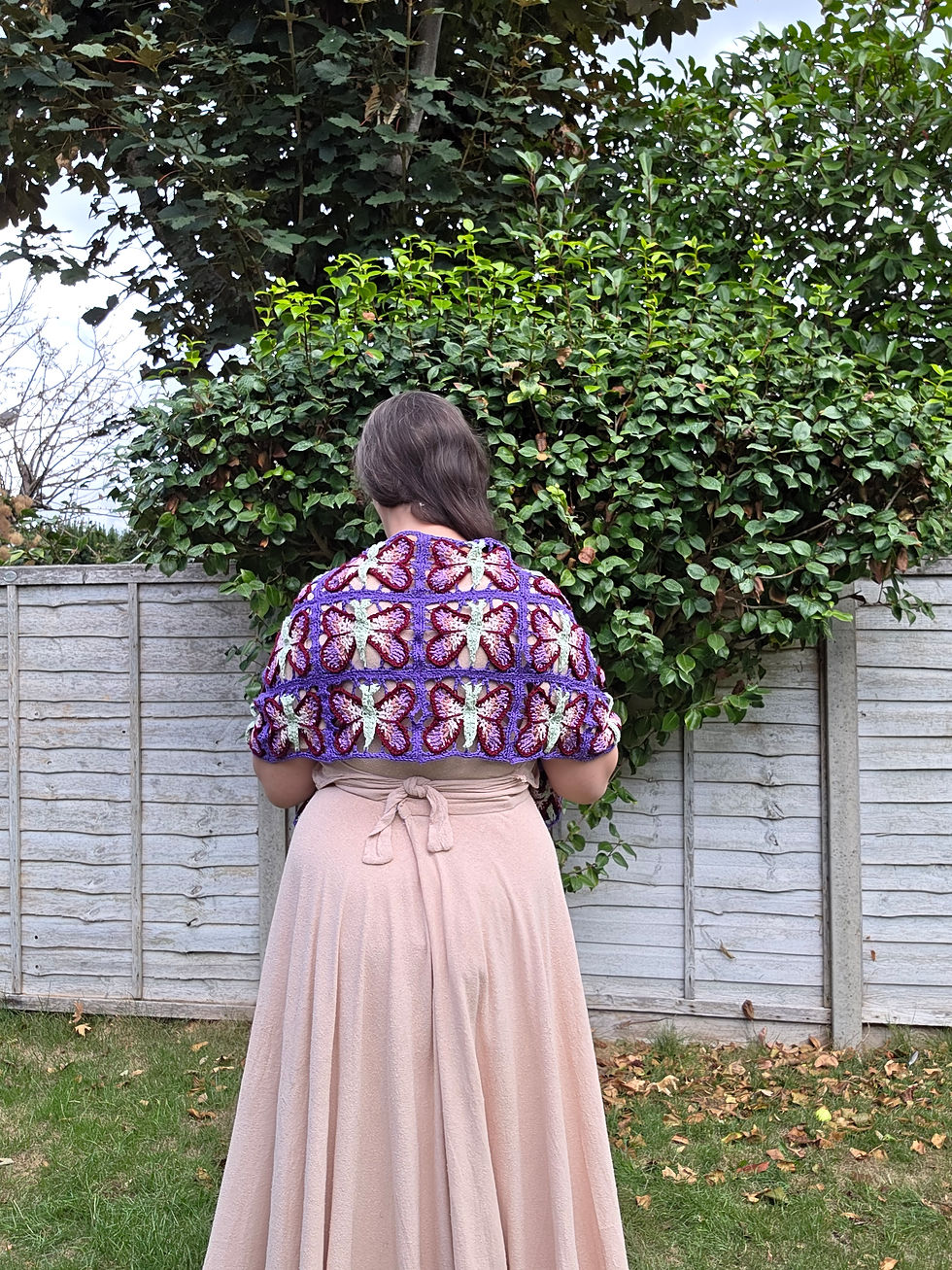 Flutter Around Crochet Square and Shawl Pattern Launches as part of Scraps to Stitches MAL