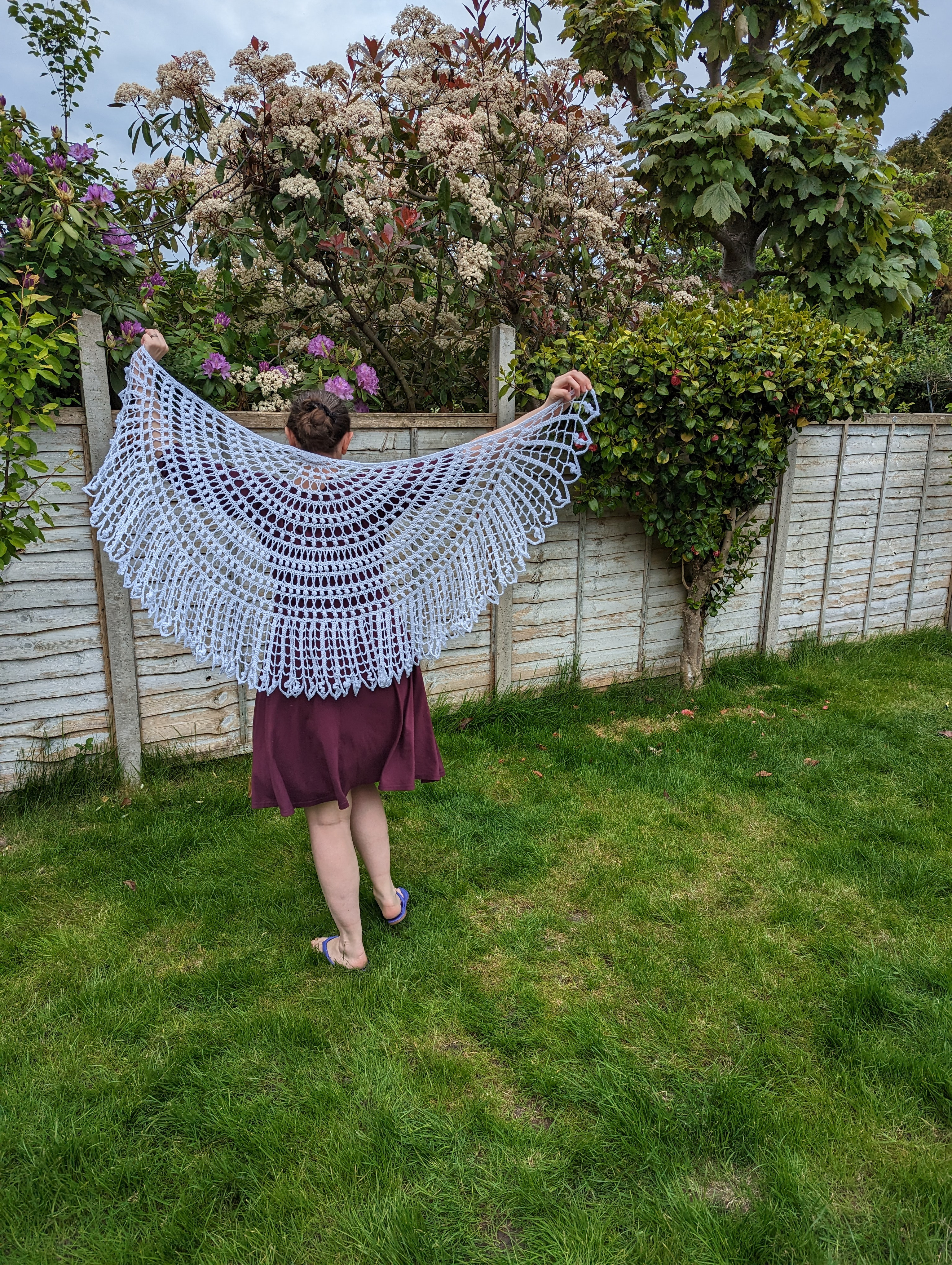 Crochet Pattern for Lavender Lace Semicircle Crescent Shawl or Wrap (English)