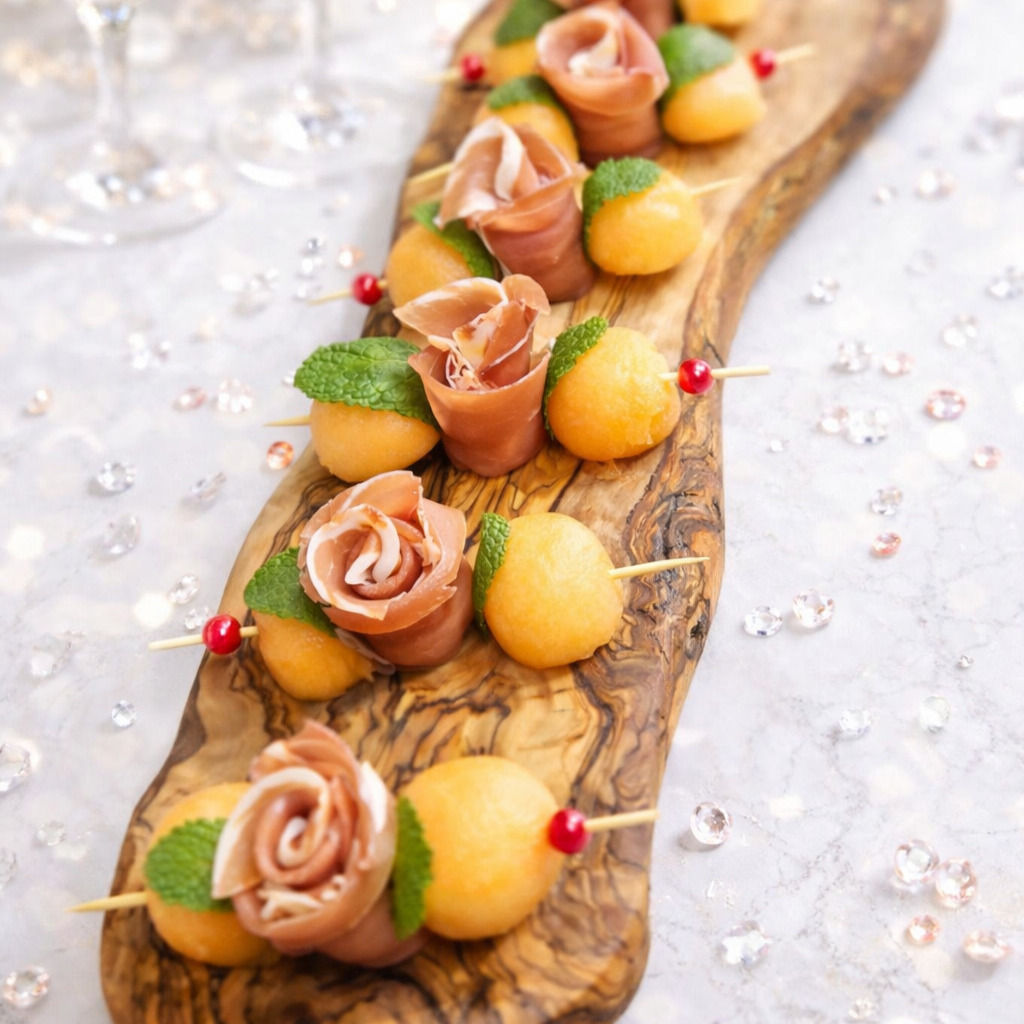 Melon & Prosciutto Flowers
