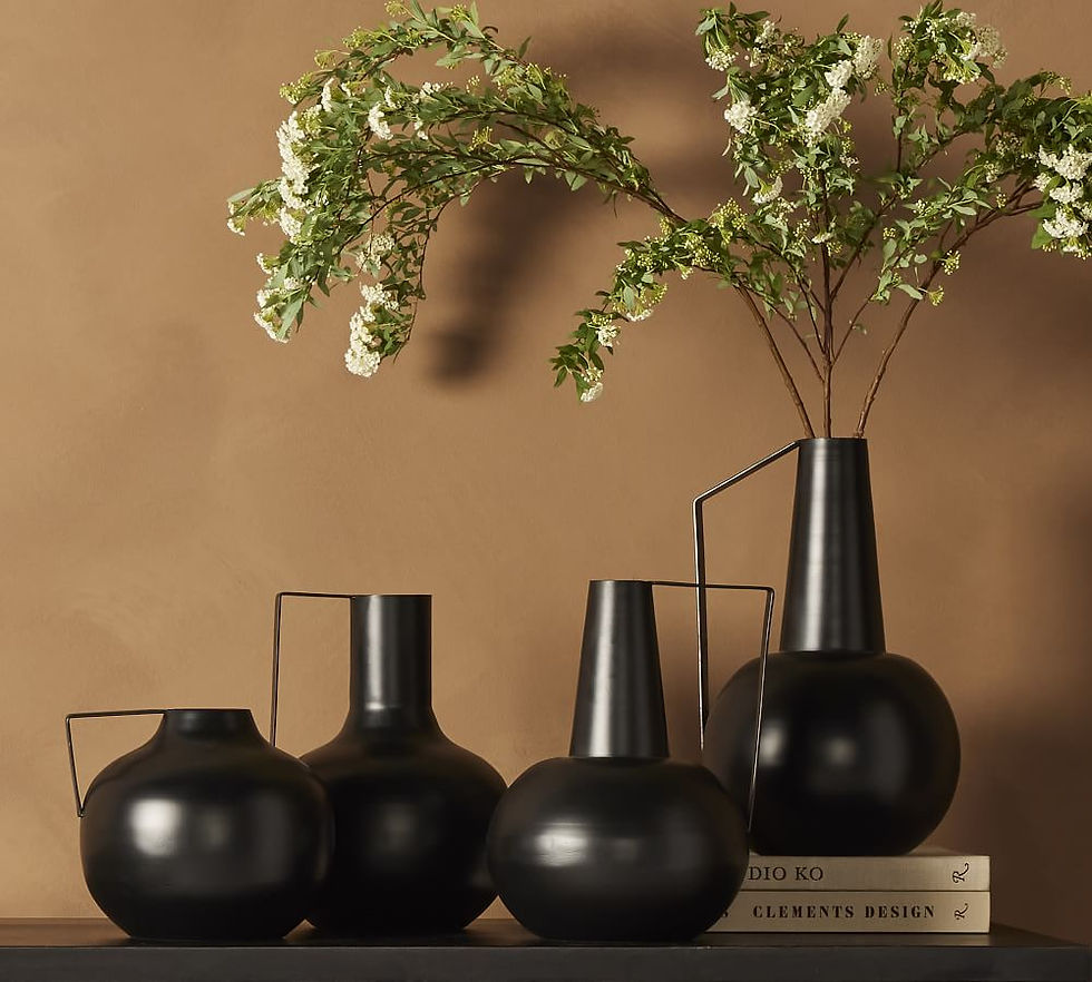 Black iron vases set of 4