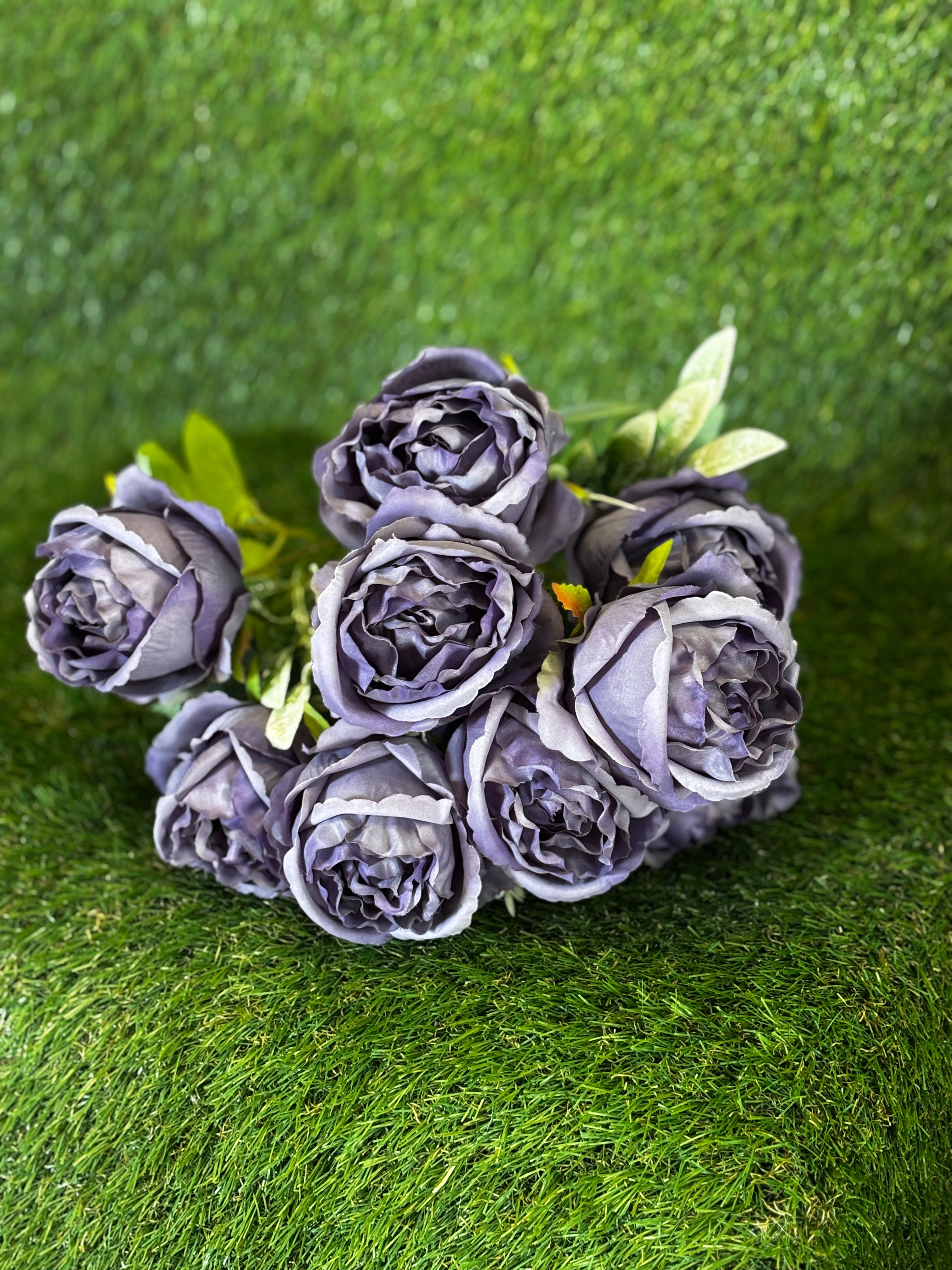 Peony Rose Bunch 9 Stems Purple