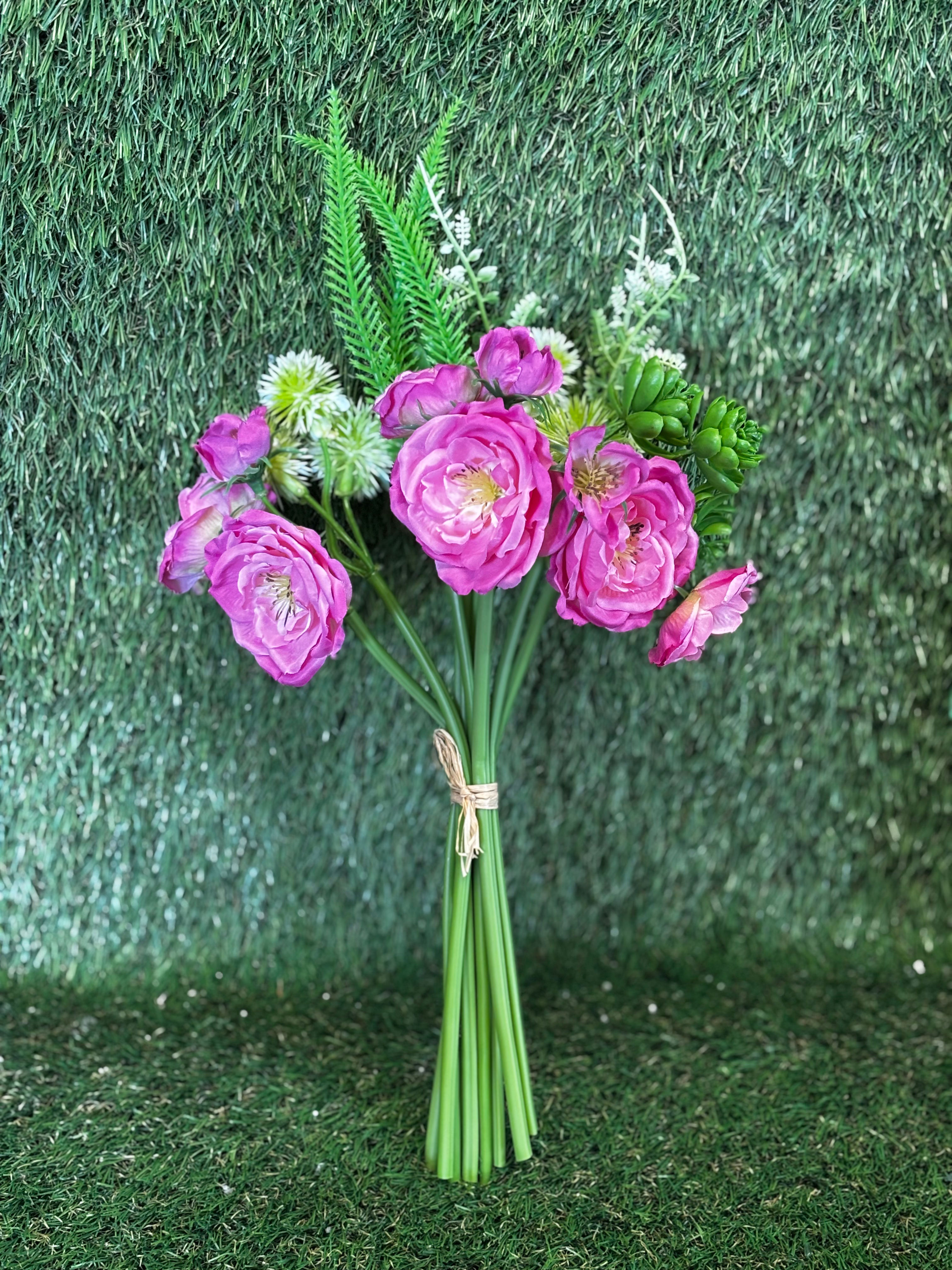 Camella and Foliage Bundle Dark Pink / Ivory