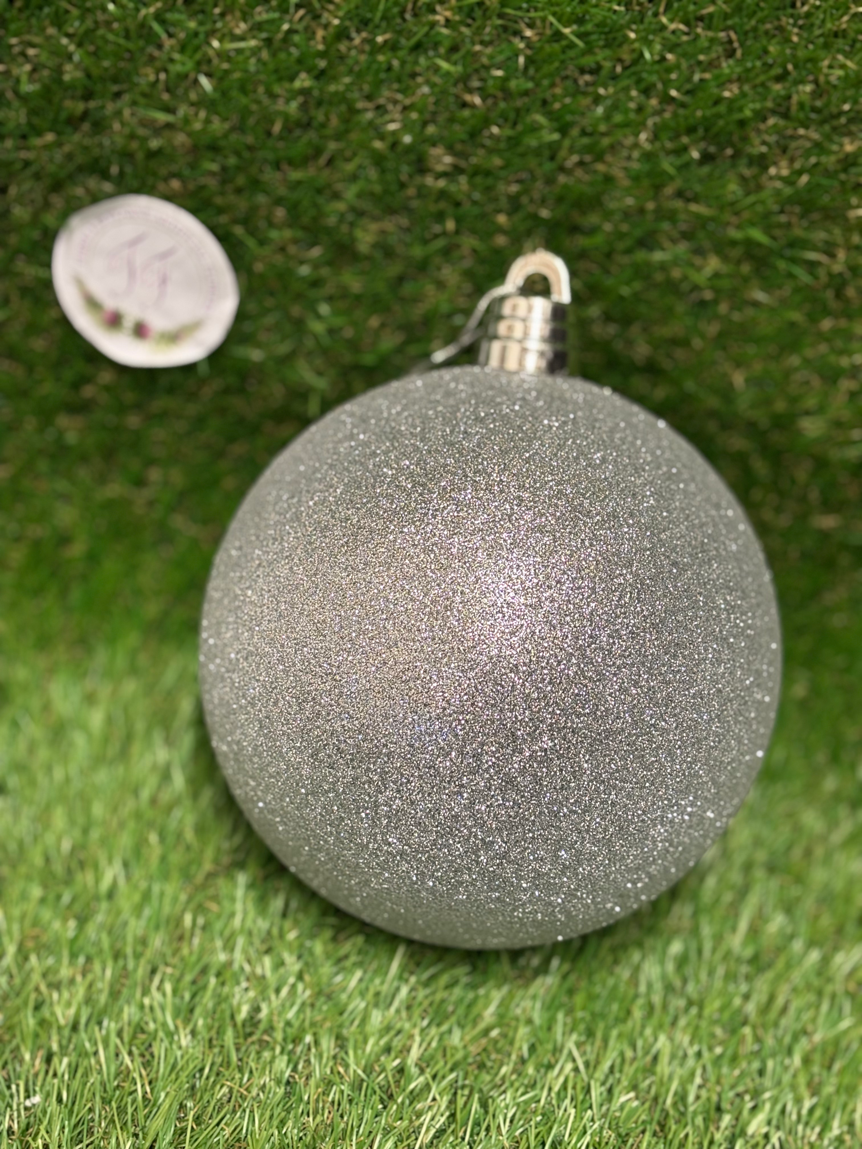 20 Cm Bauble Glitter Silver