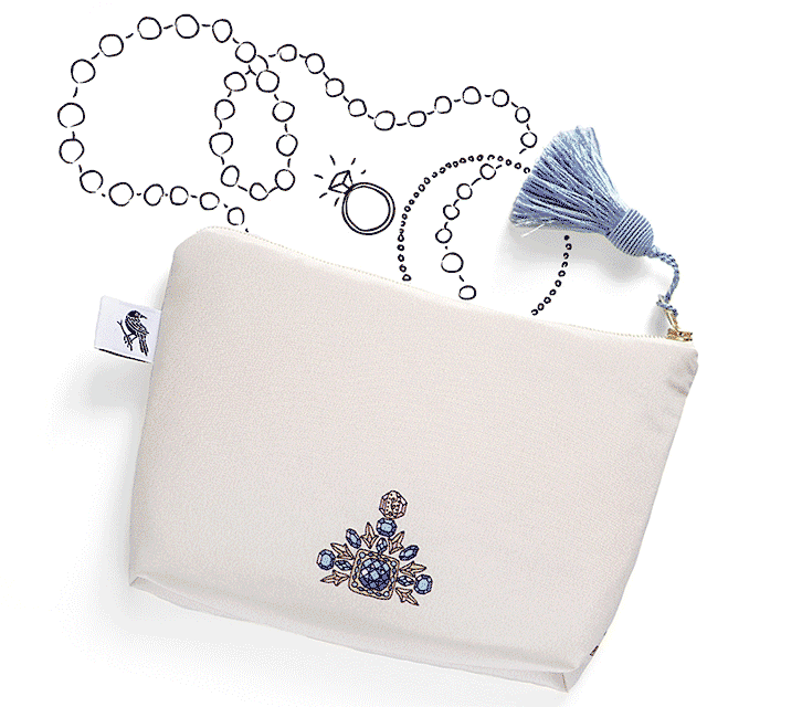 Design textile & direction artistique / Trousses de soie pour "Ania Axenova – Paris"