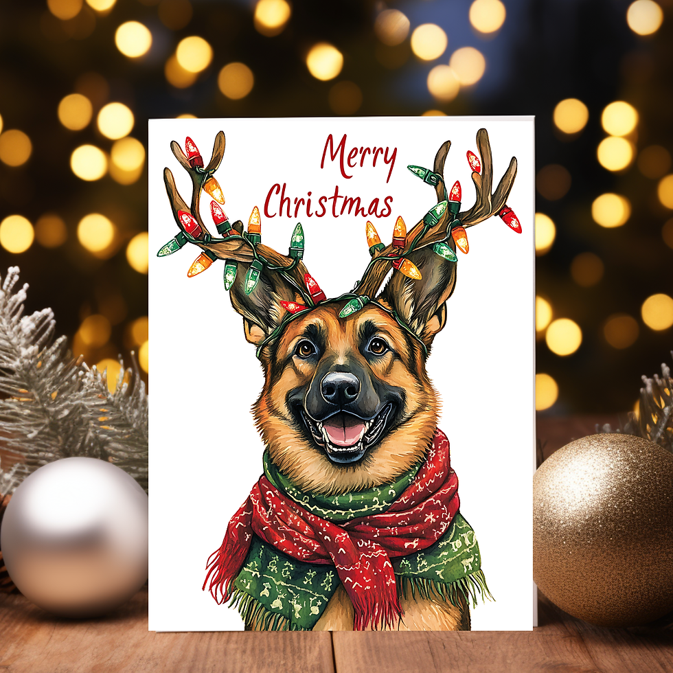 Thumbnail: Reindeer Lights Christmas Dog Cards