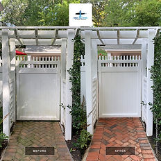 Centerport fence before and after