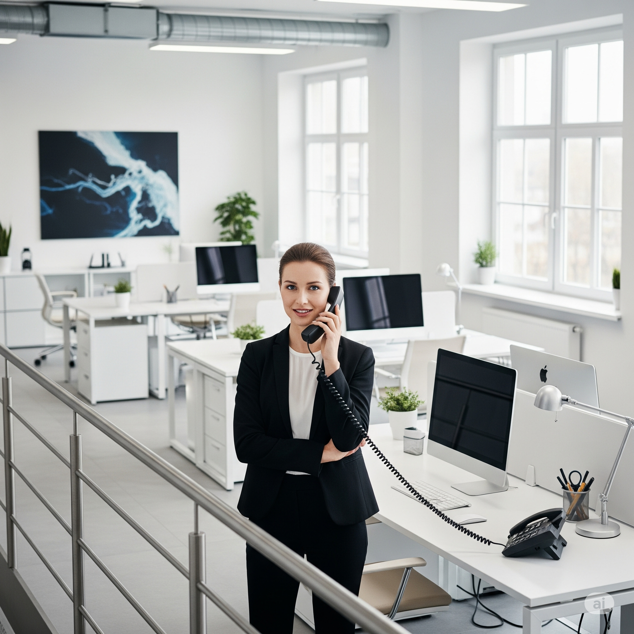 Professional workspace with AI expert