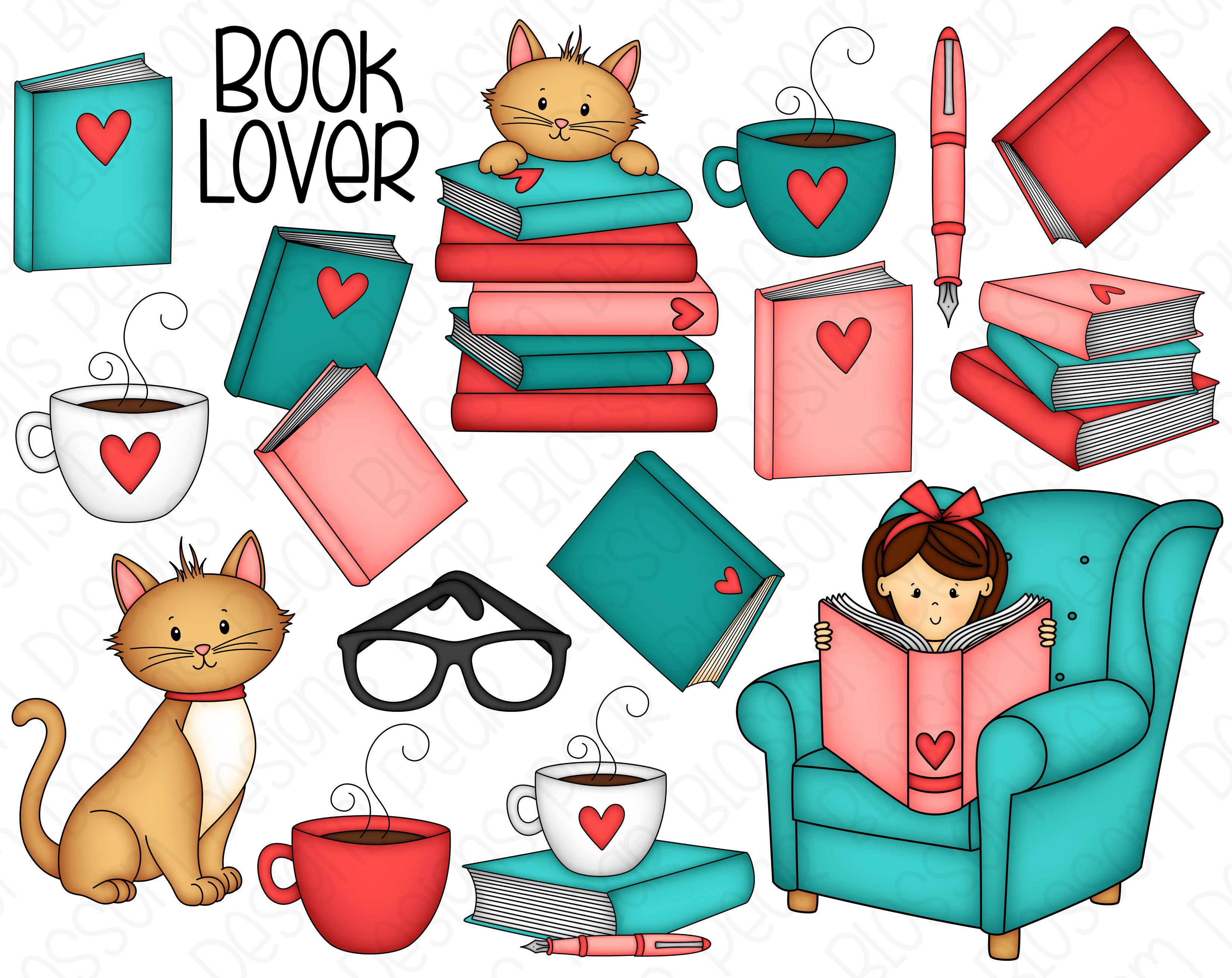 Book Lover Clipart Set