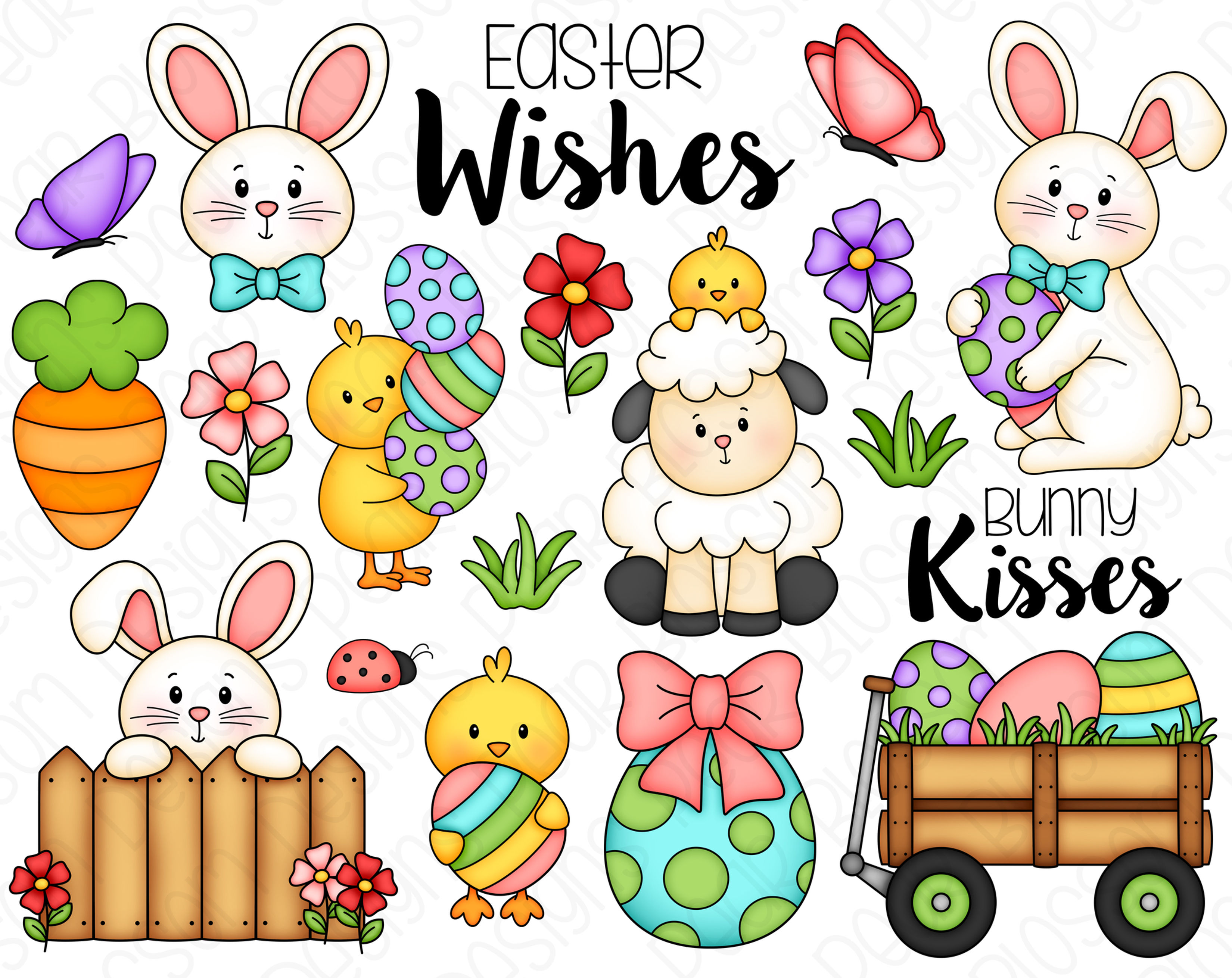 Easter Wishes Clipart Set