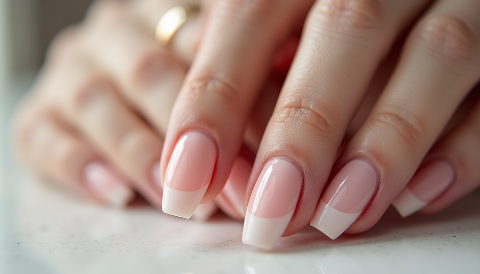 Close-up view of acrylic nail tools arranged on a white surface