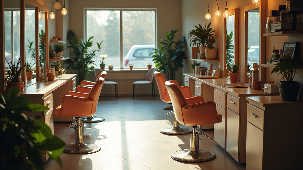 High angle view of beauty salon setup