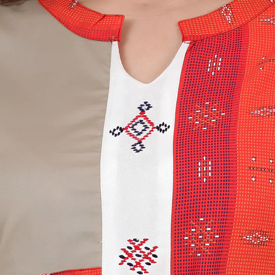 Model wearing Block print cotton kurti with palazzo