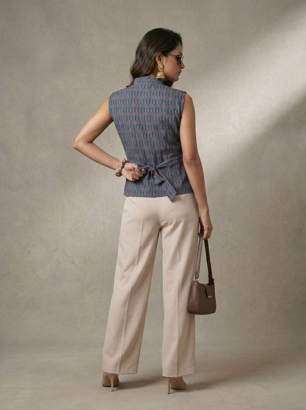 Women showcasing Printed Angrakha Style Short Top