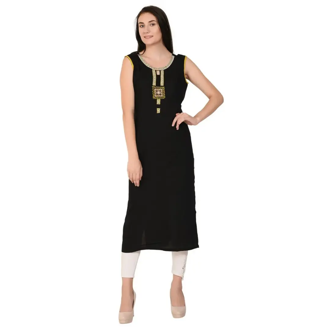 Black rayon kurti with shrug
