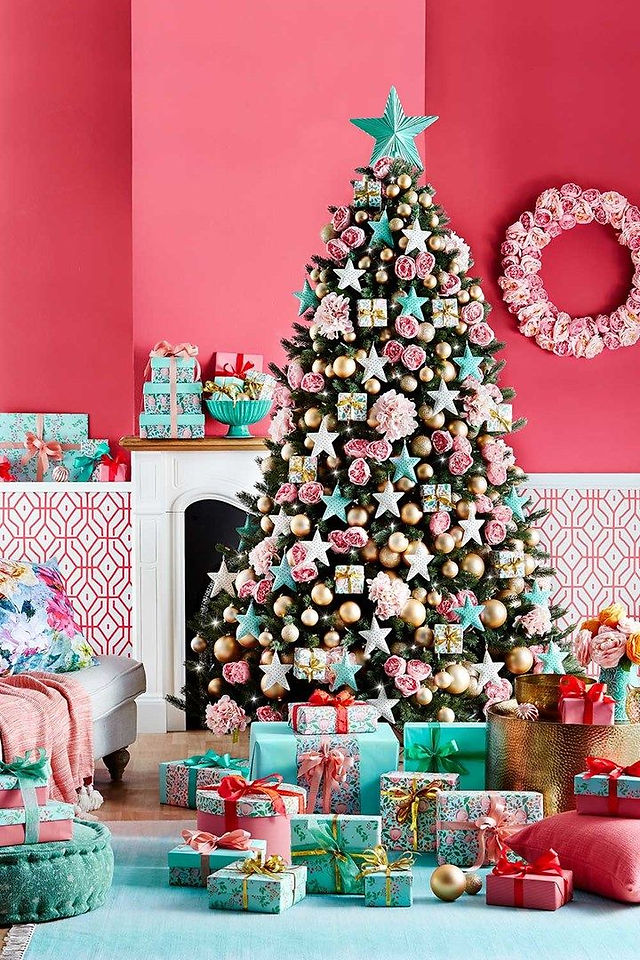 Pink red and green christmas clearance