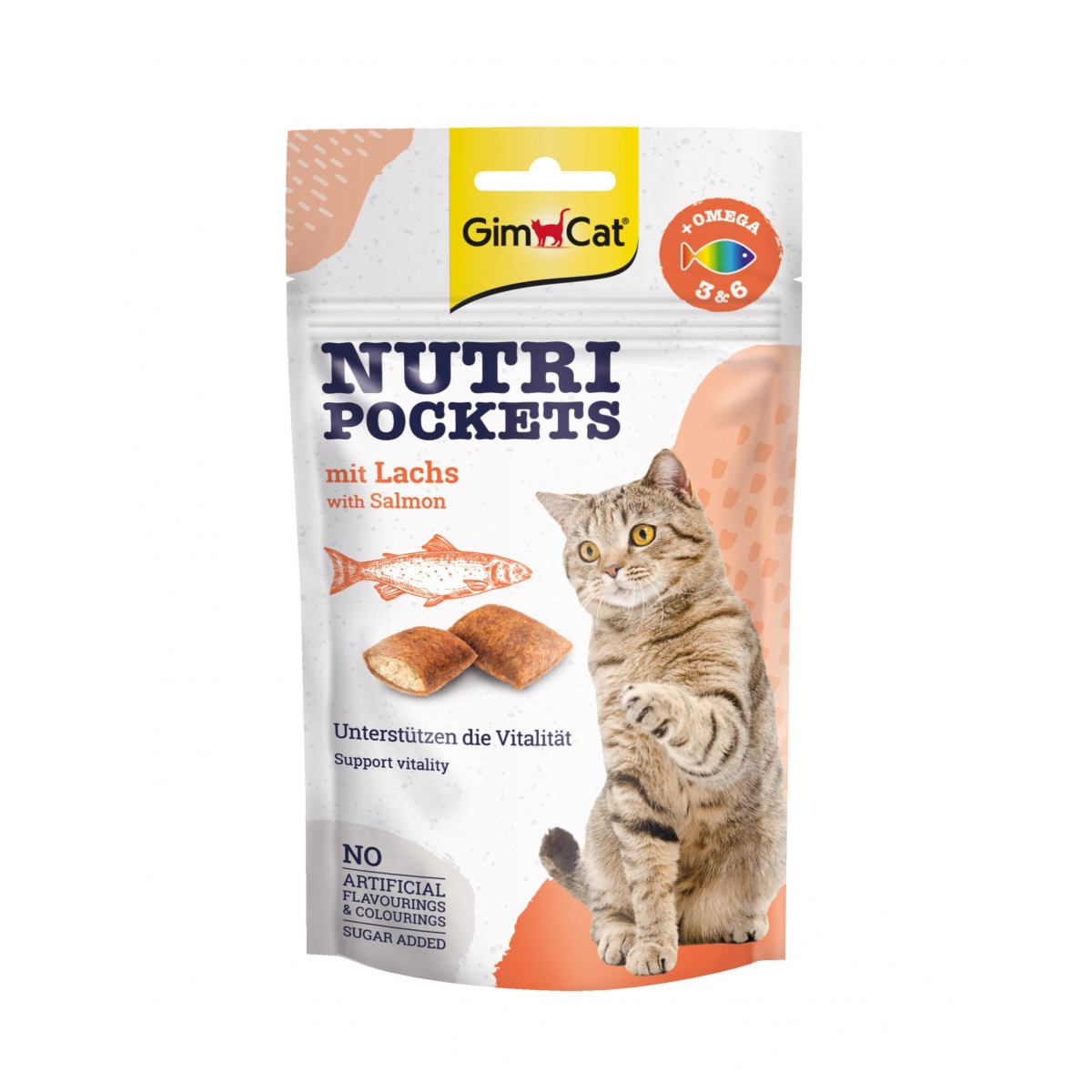 Вітамінні ласощі для котів GimCat Nutri Pockets Лосось + Омега 3 і Омега 6 60 г