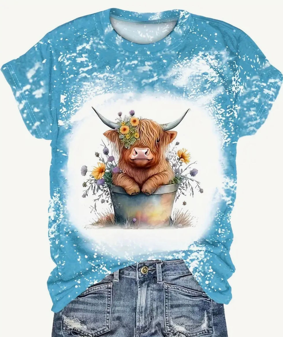 Thumbnail: Adult Bleached  Baby Highland in a Bucket T-Shirt