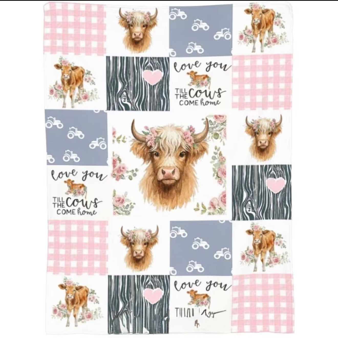 Highland Cow Lap Blanket – Cozy Farmhouse Comfort (Small Throw)