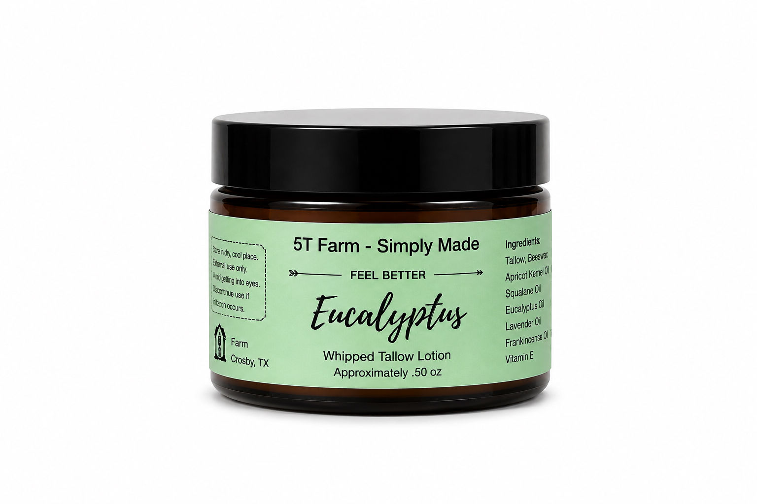 1 oz Container of Eucalyptus Breathe Better Whipped Tallow Lotion