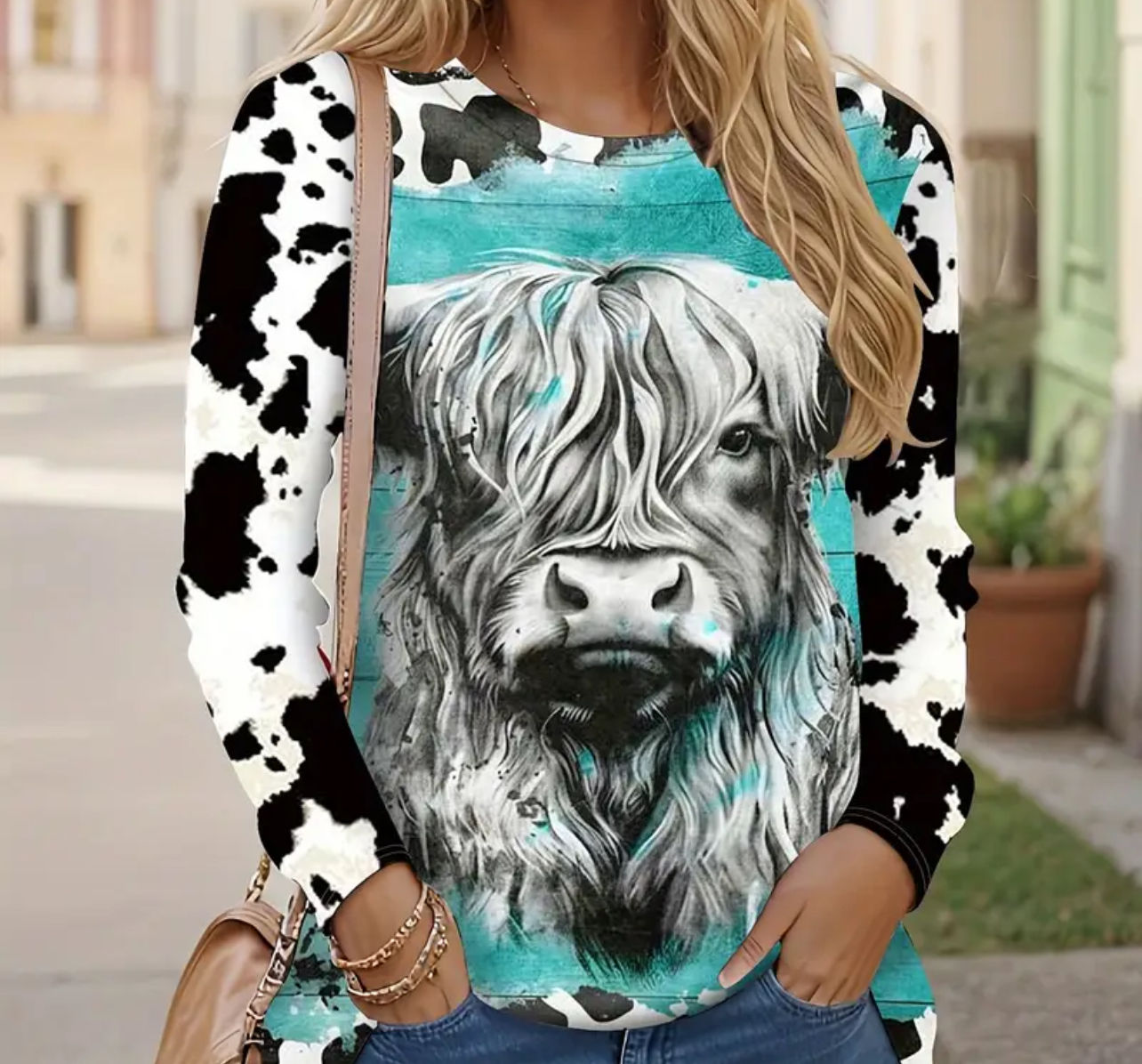 Adult Turquoise Highland Cow Shirt