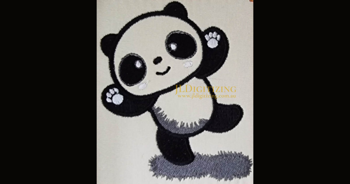 Waving Hello Panda 100x83mm - Machine Embroidery Design