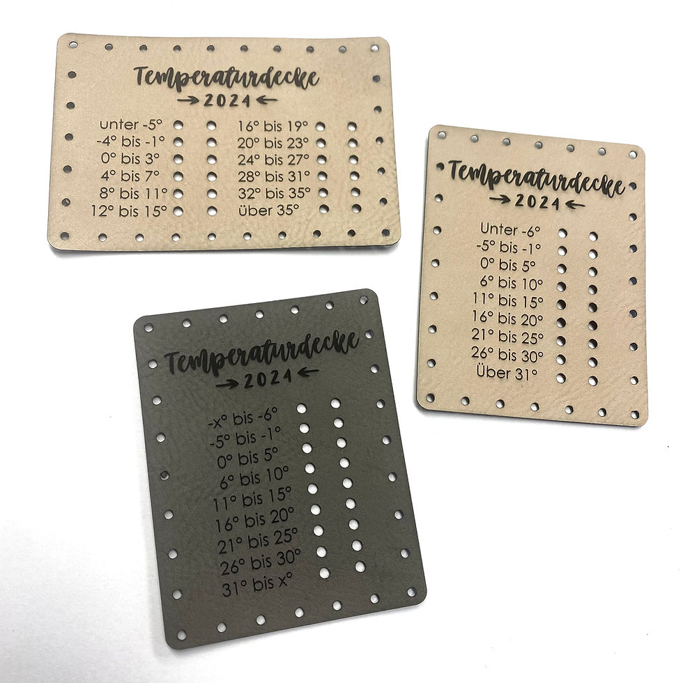 Miniaturbild: Kunstlederlabel für Temperaturdecke