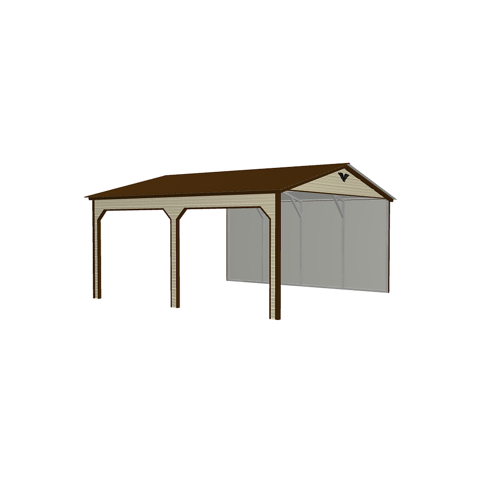 2-Bay Metal Carport with Earth Brown Vertical Roof Rendering