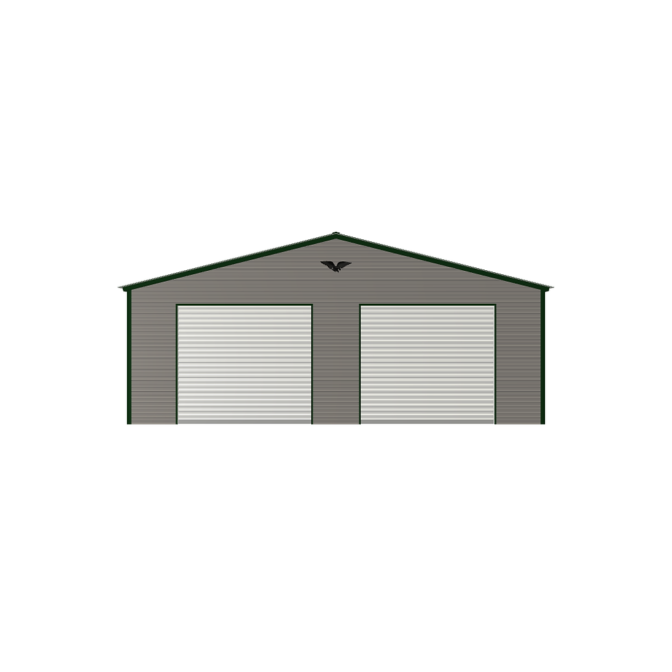 Thumbnail: Pewter Gray 2 Car Metal Garage Front