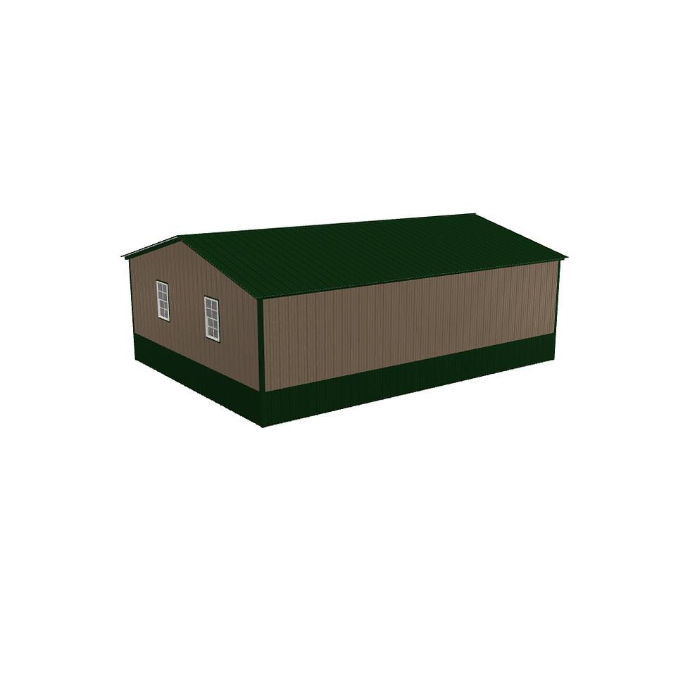 Thumbnail: Clay and Green Side Entry Metal Garage Back