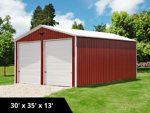 Red 2 Car Metal Garage | Legacy Carports