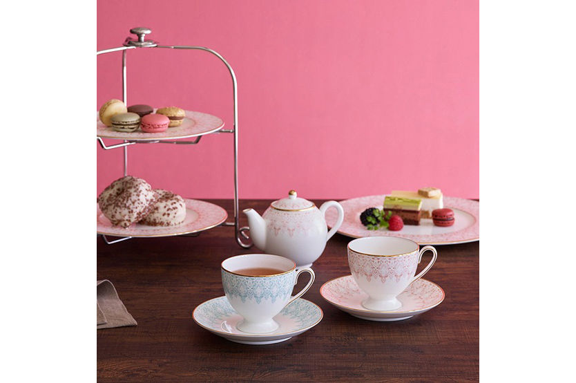 Thumbnail: Narumi Pair Cup and Saucer set, Aurora (Light Blue & Pink)