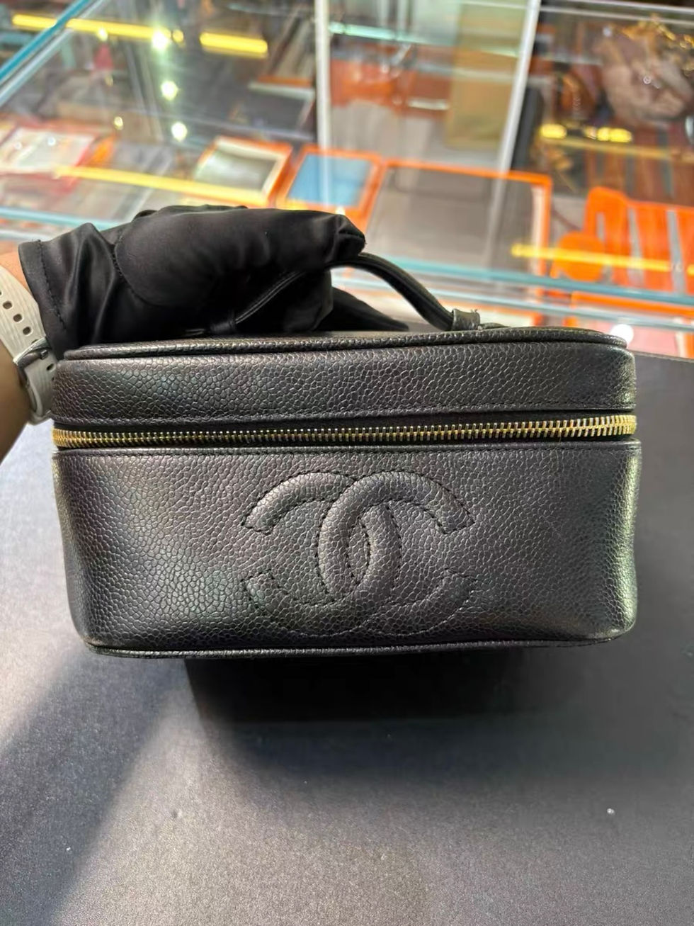 縮圖：Chanel Coco Mark Vanity Bag Black Caviar Leather 黑金盒子包