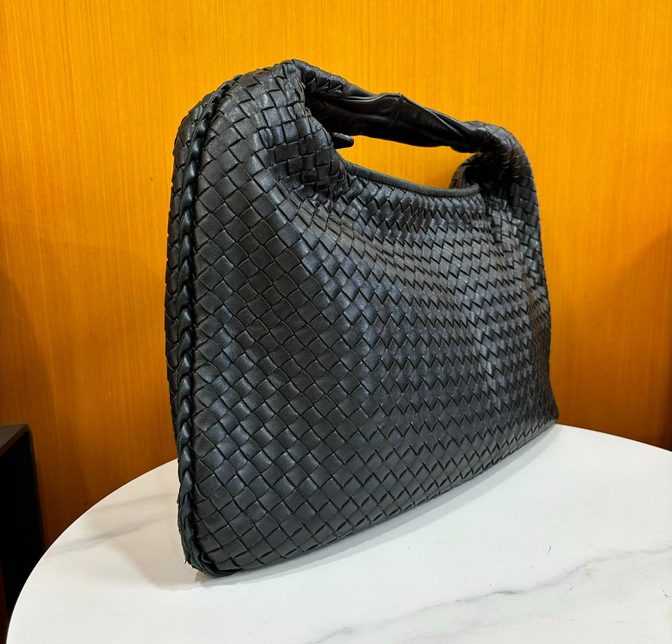 縮圖：Bottega Veneta Hop Small Black 黑色小號編織包