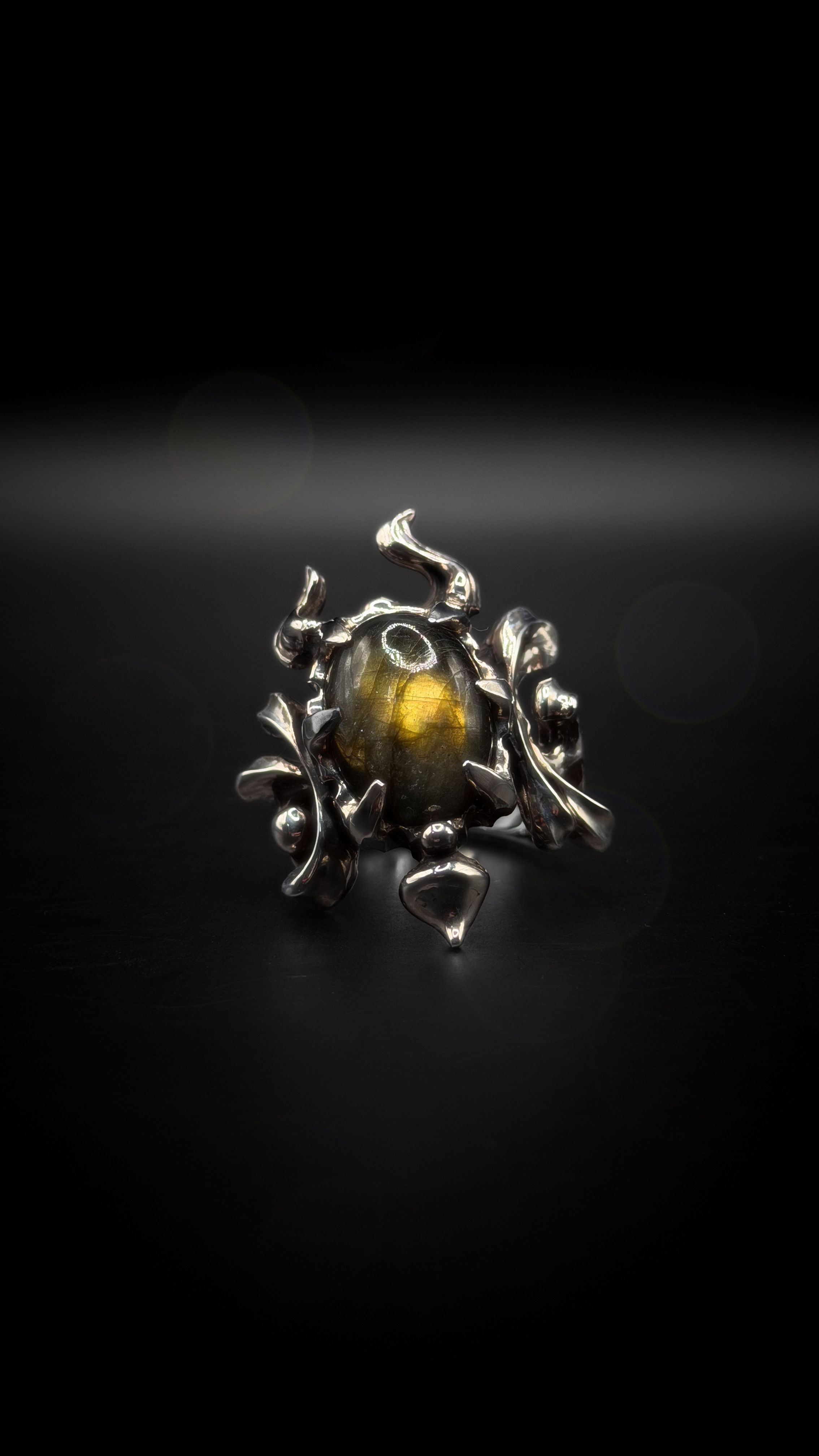 Labradorite, Horned Sterling Silver Ring