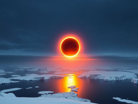 Annular Solar Eclipse (ring of fire) Over Antarctica