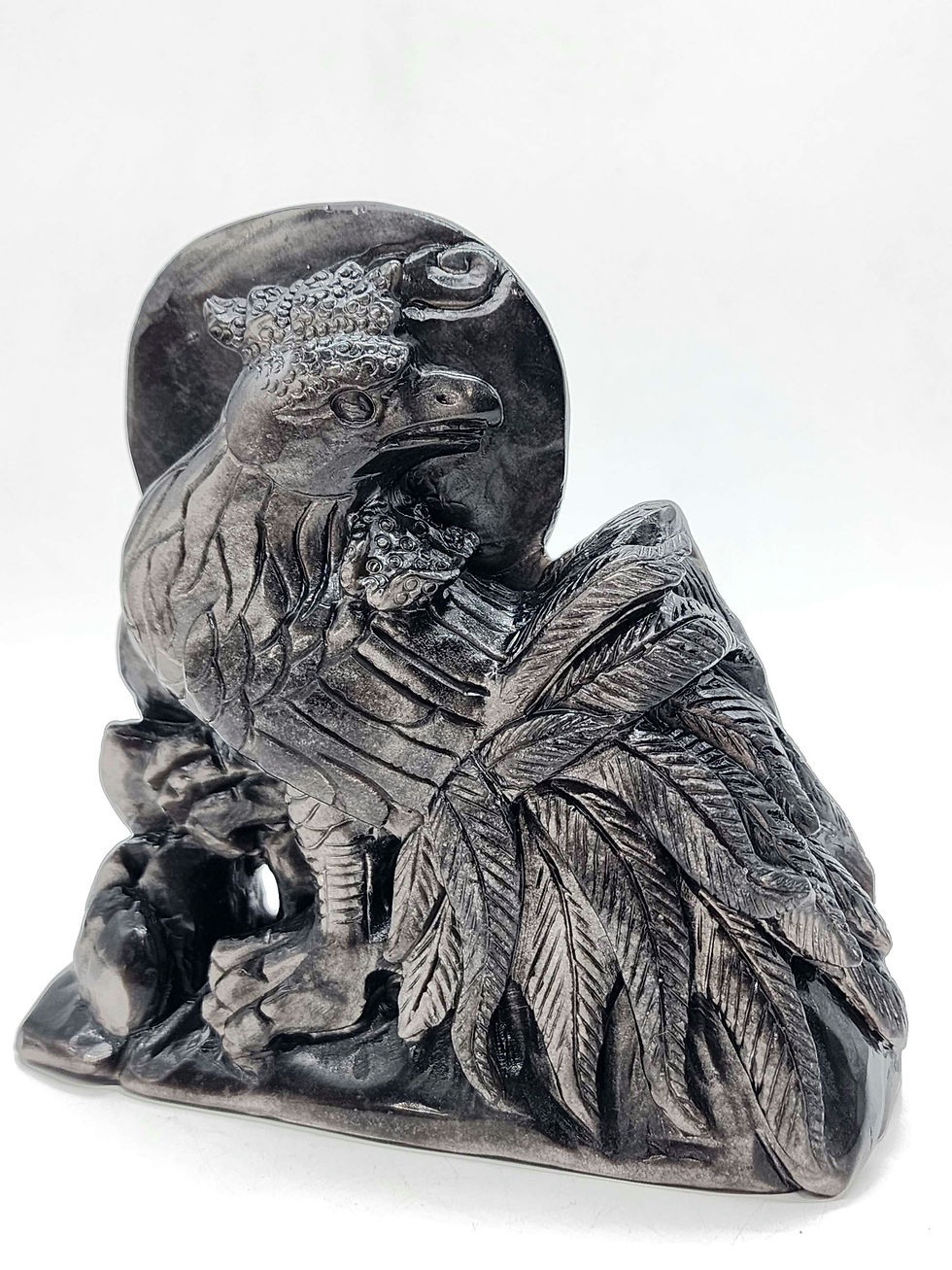 Thumbnail: Silver Sheen Obsidian Rooster carving
