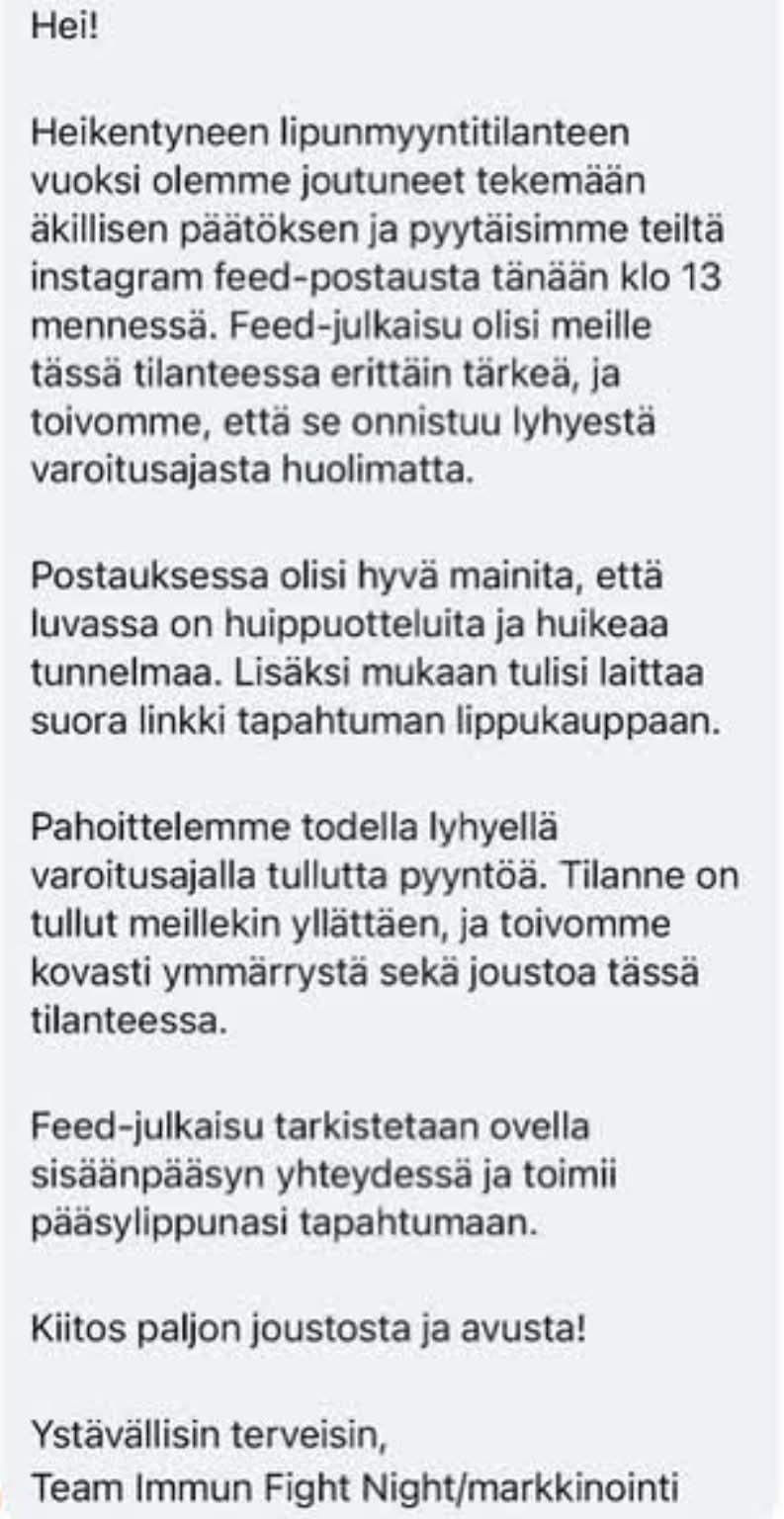 IFN tapahtuma floppi vai menestys?