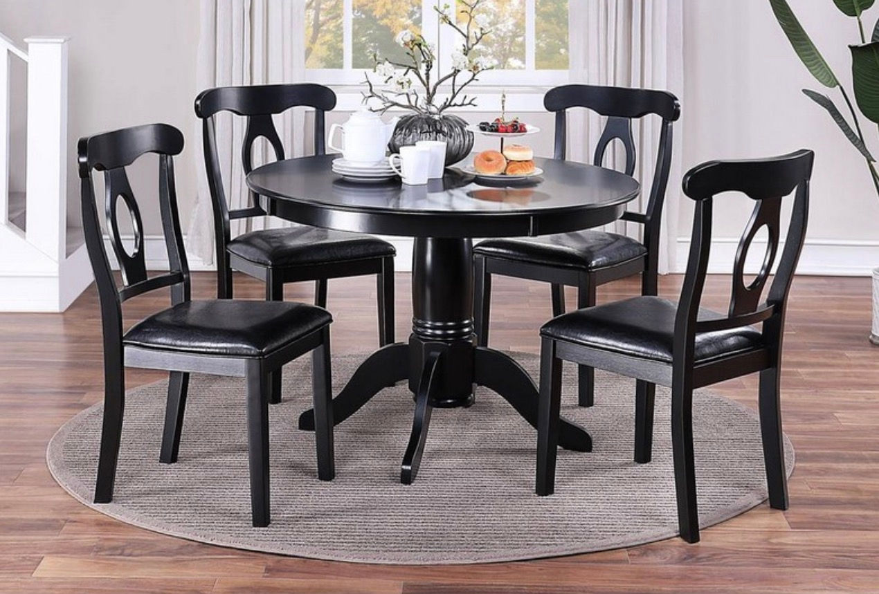 5PCS DINING SET (ROUNG TABLE+4 CHAIRS), Available in white,black