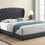 Thumbnail: Krome Queen Upholstered Bed with Demi-wing Headboard Charcoal