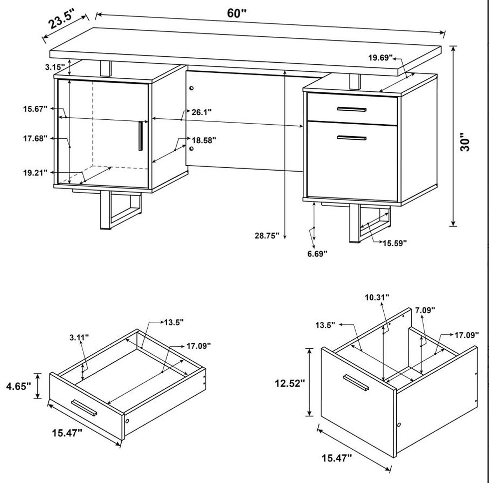 Thumbnail: Lawtey Floating Top Office Desk Weathered Grey6