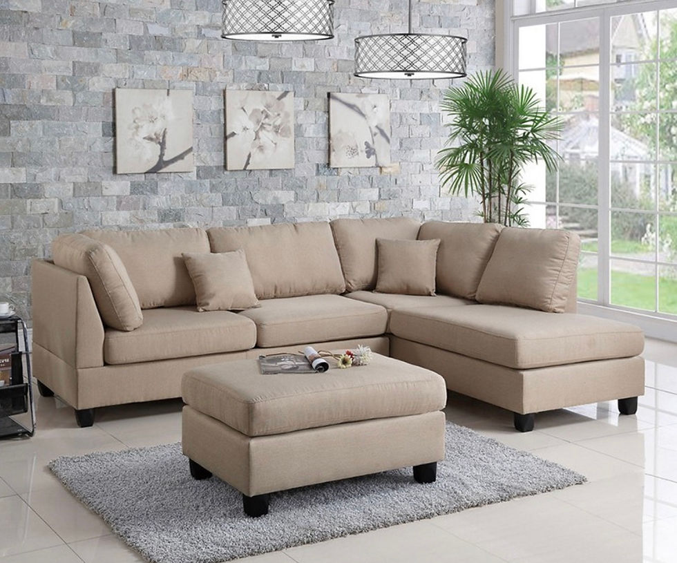Thumbnail: Sectional with Ottoman AVAILABLE IN COLORS CREAM, GRAY, BROWN