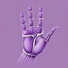 Medical drawing of the hand with a purpl