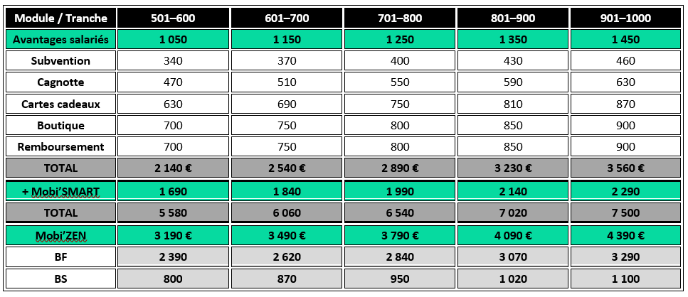 grille tarifaire logiciel CSE MobiCSE 3